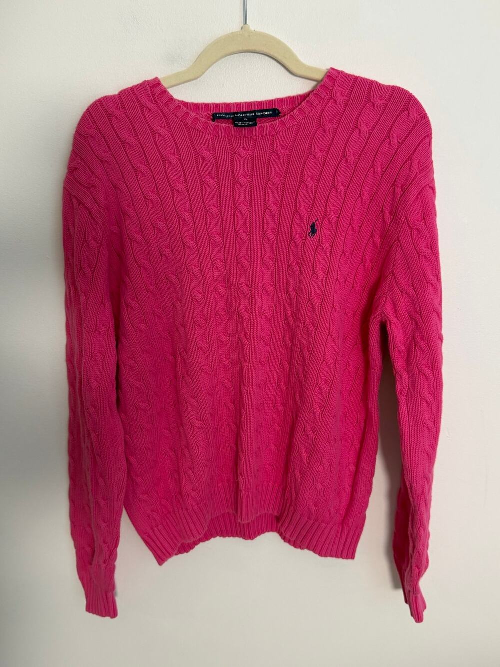 Ralph Lauren Sport Pink Cable knit sweater size XL